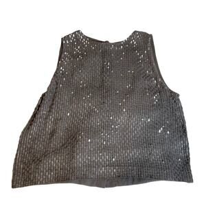 ELLEN TRACY Button Down Sequin Top Camisole Petite 8 Small Vintage Linda Allard‎